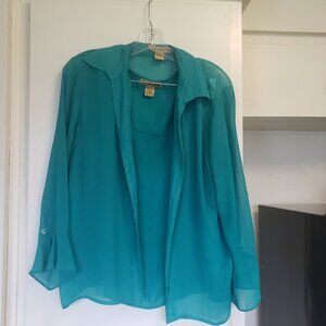 Notations Green Tank Top and Shirt Set Size Large